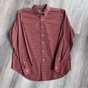 Polo Ralph Lauren Mens Classic-Fit Red Plaid Cotton Shirt Size XLarge